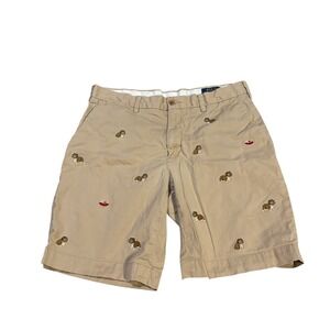 Polo Ralph Lauren‎ Bulldog Embroidered Chino Shorts Khaki Mens 32x9 Classic